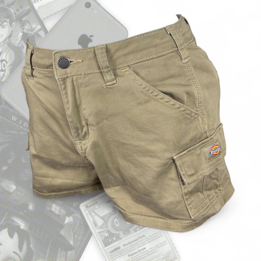 Dickies Vintage Y2K Khaki Green Micro Mini Cargo Shorts 26 Streetwear Skater